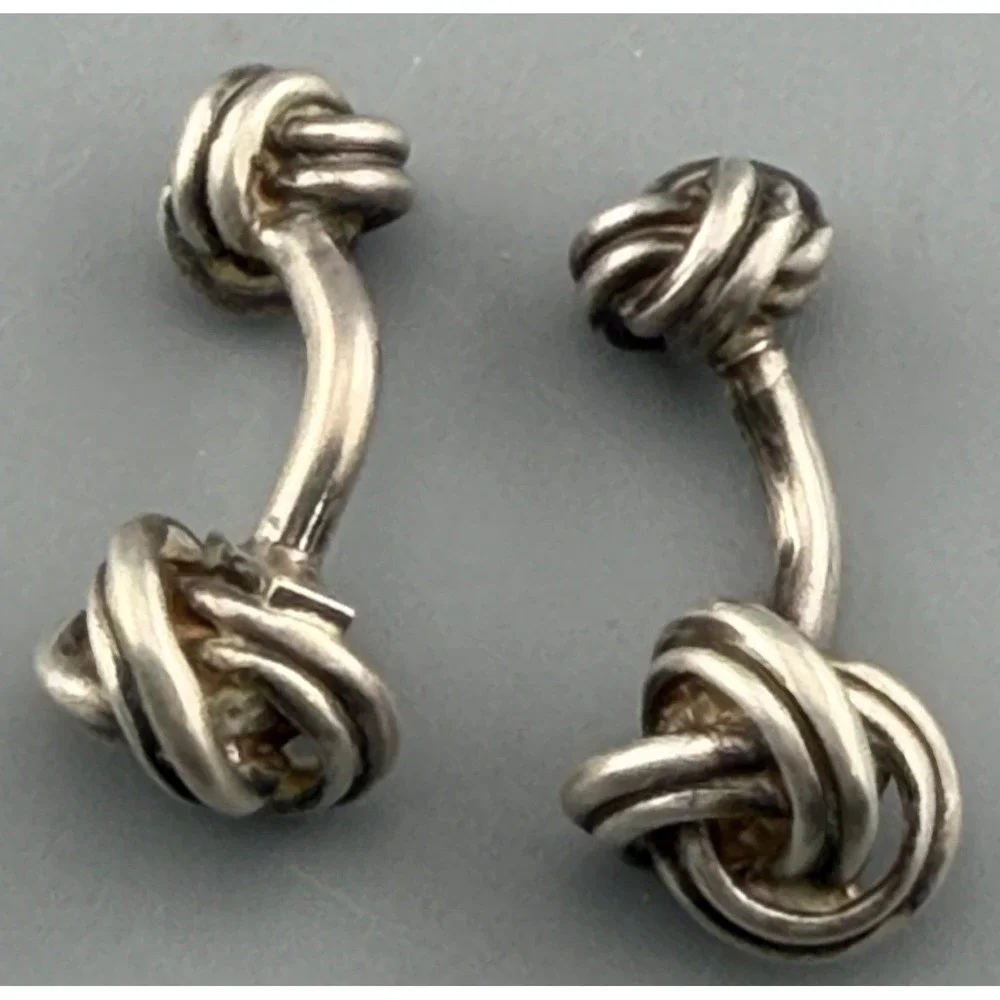 Vintage Sterling Silver Cuff Links Love Knot Lenore Doskow Signed Original Box